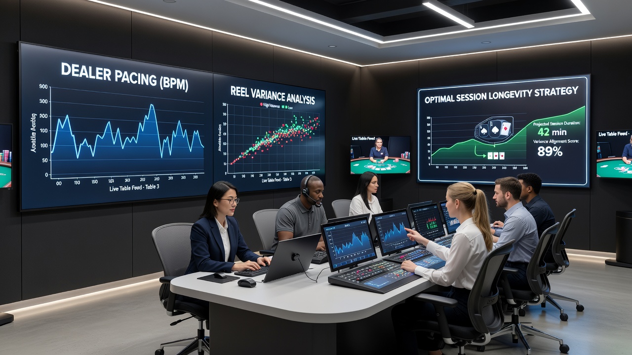 Multiple broadcast tables displaying varied dealer speeds next to volatility meters for slot integration