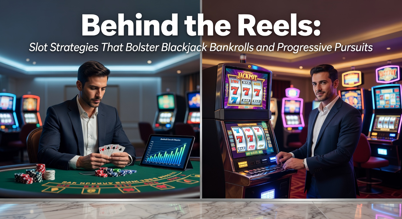 Vibrant slot machine reels spinning with jackpot symbols aligning, transitioning to blackjack table chips stacking up in the foreground