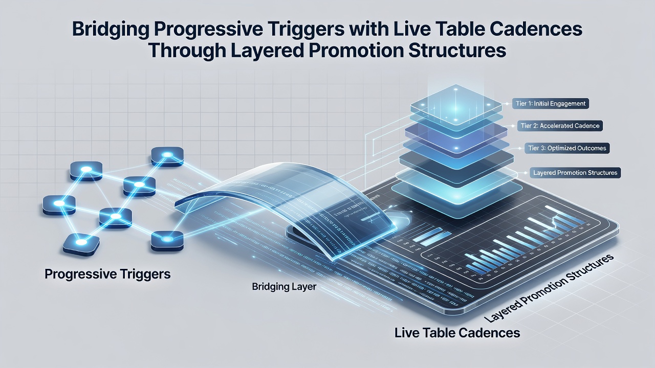 Casino players transitioning between progressive slots and live tables with bonus overlays