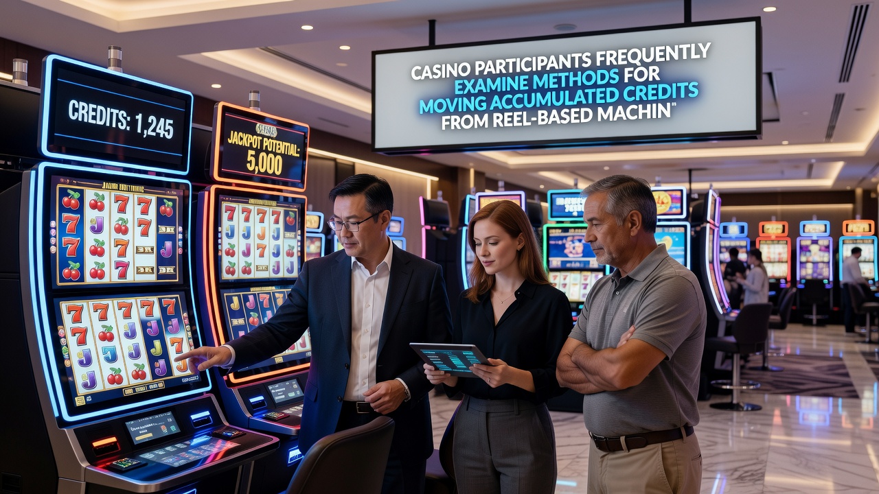 Player at a roulette table using chips converted from earlier slot winnings, with digital displays showing account balances