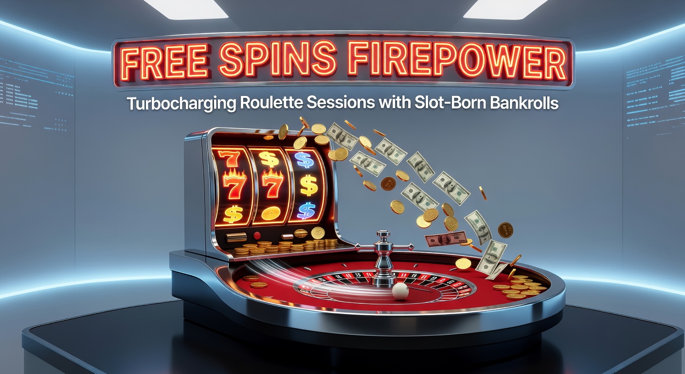 Vibrant slot machine reels spinning with free spin bonuses lighting up the screen, transitioning to a roulette wheel in the background