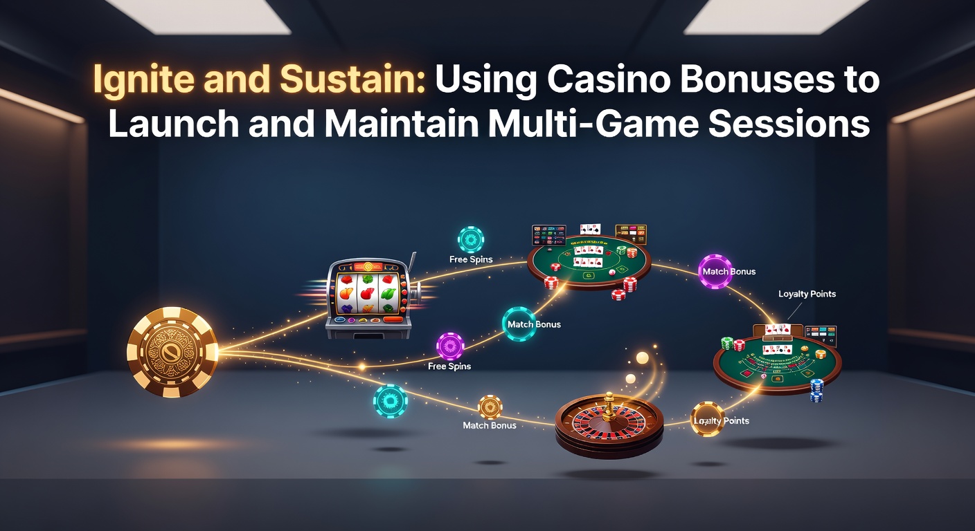 Casino player at a multi-screen setup enjoying slots and table games with bonus overlays visible on screens, illustrating extended play sessions