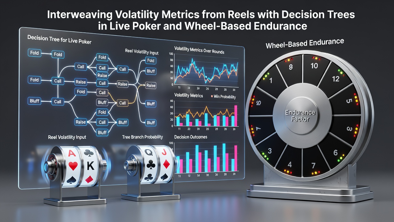 Flowchart showing integration of reel volatility data into poker decision pathways and roulette planning