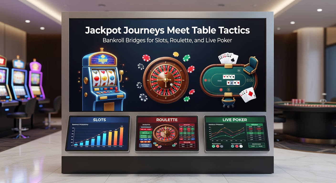 Close-up of a player's hands managing chips from slots winnings to roulette and poker bets, symbolizing strategic bankroll bridging