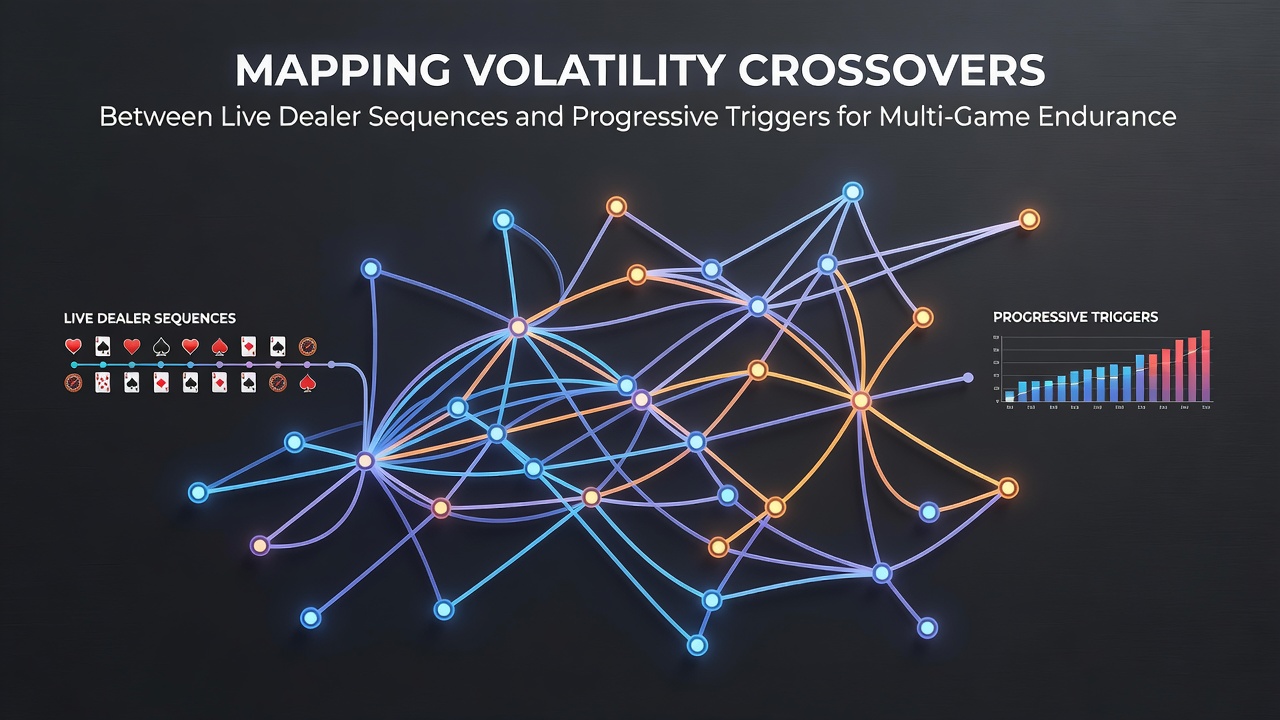 Diagram showing volatility crossover points between live dealer tables and progressive slot sequences