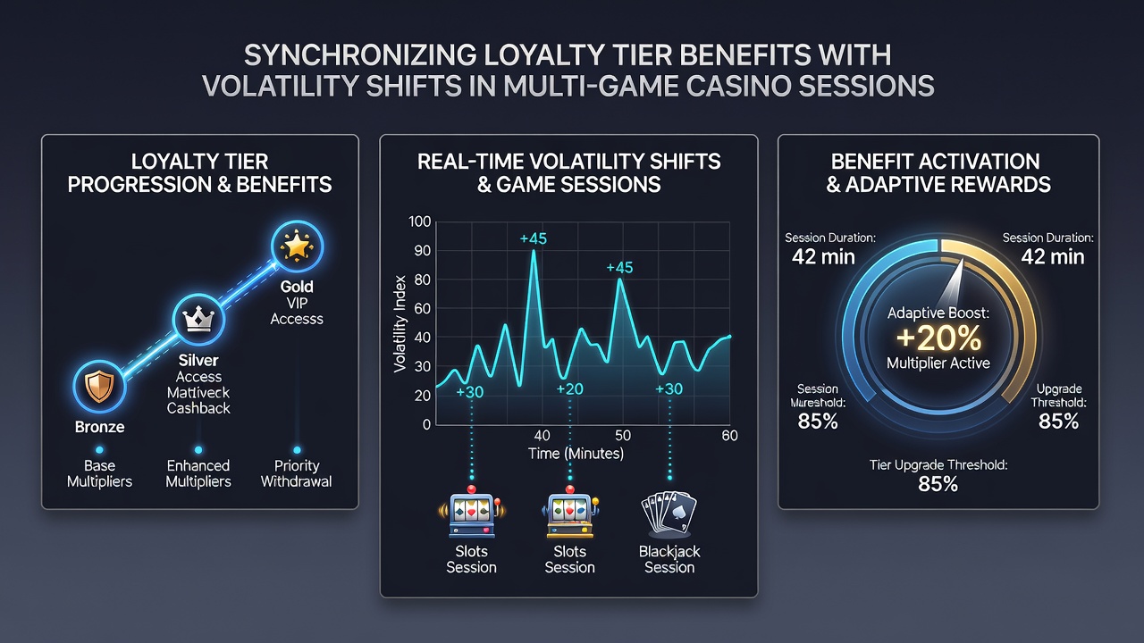 Digital dashboard displaying real-time loyalty tier adjustments linked to game volatility metrics